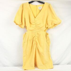 Line And Dot Sunny Ruched Cutout Mini Dress In Yellow - Women's Size Large
